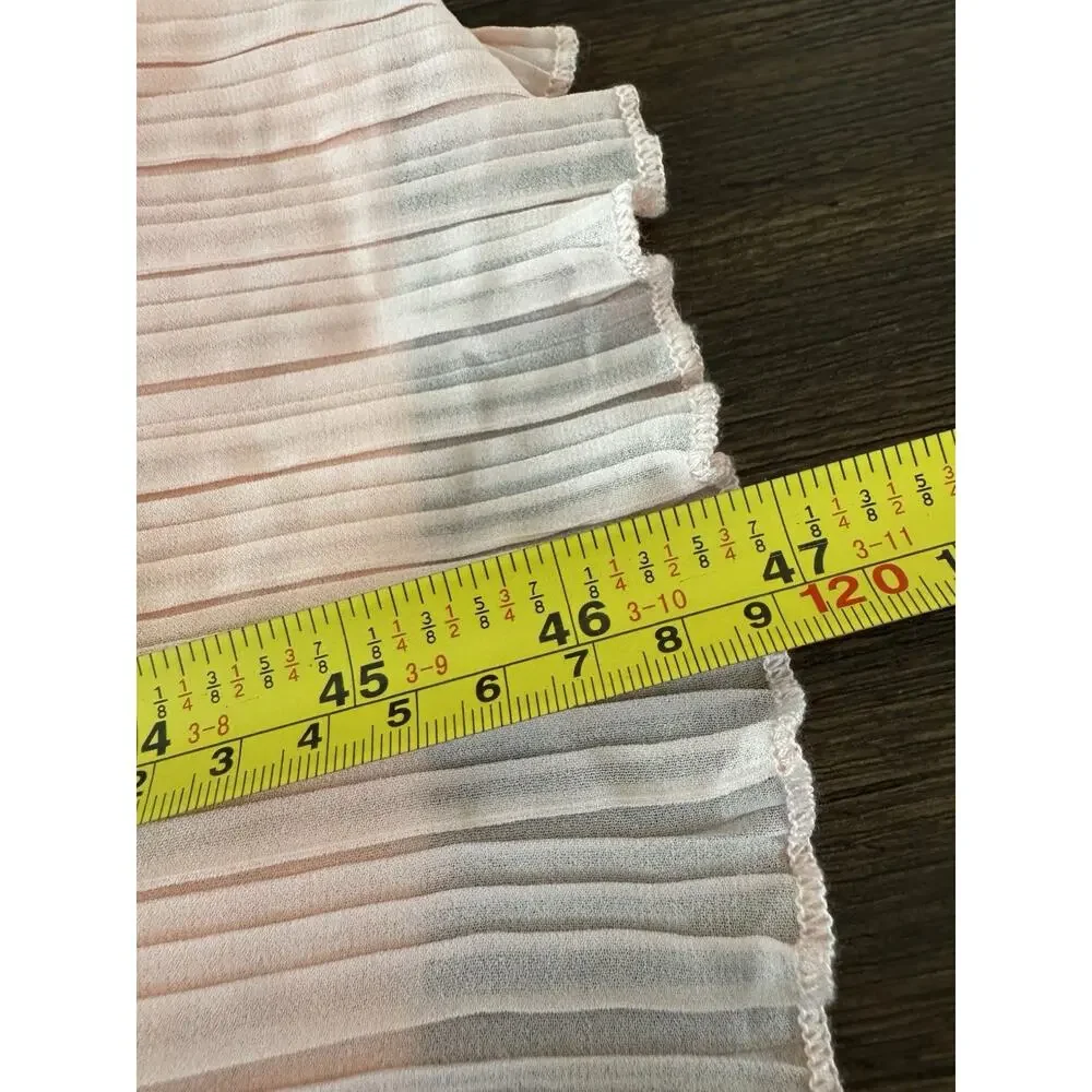 Boohoo Soft Pink Pleated Chiffon Dress Womens 24 Midi Flutter Sleeve Fit Flare - Picture 11 of 11